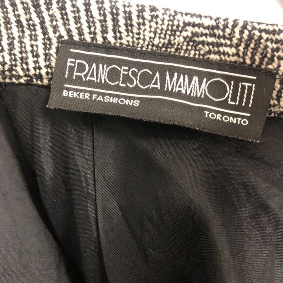 VTG Francesca Mammoliti Wool Herringbone Tweed Lace Diagonal Midi Skirt Sz M - Picture 13 of 13